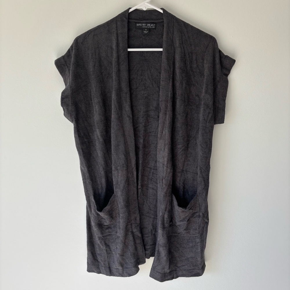 Barefoot Dreams Cozy Chic Ultra Lite Knit Sleeveless Open Front Cardigan Soft - Picture 2 of 10